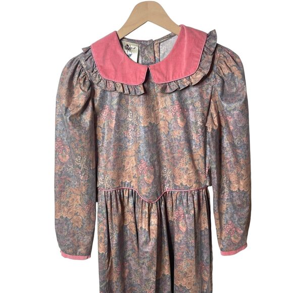 Tess Originals Vintage Prairie Dress Floral Puff Sleeve Peter Pan Collar Size 14 - Picture 2 of 12
